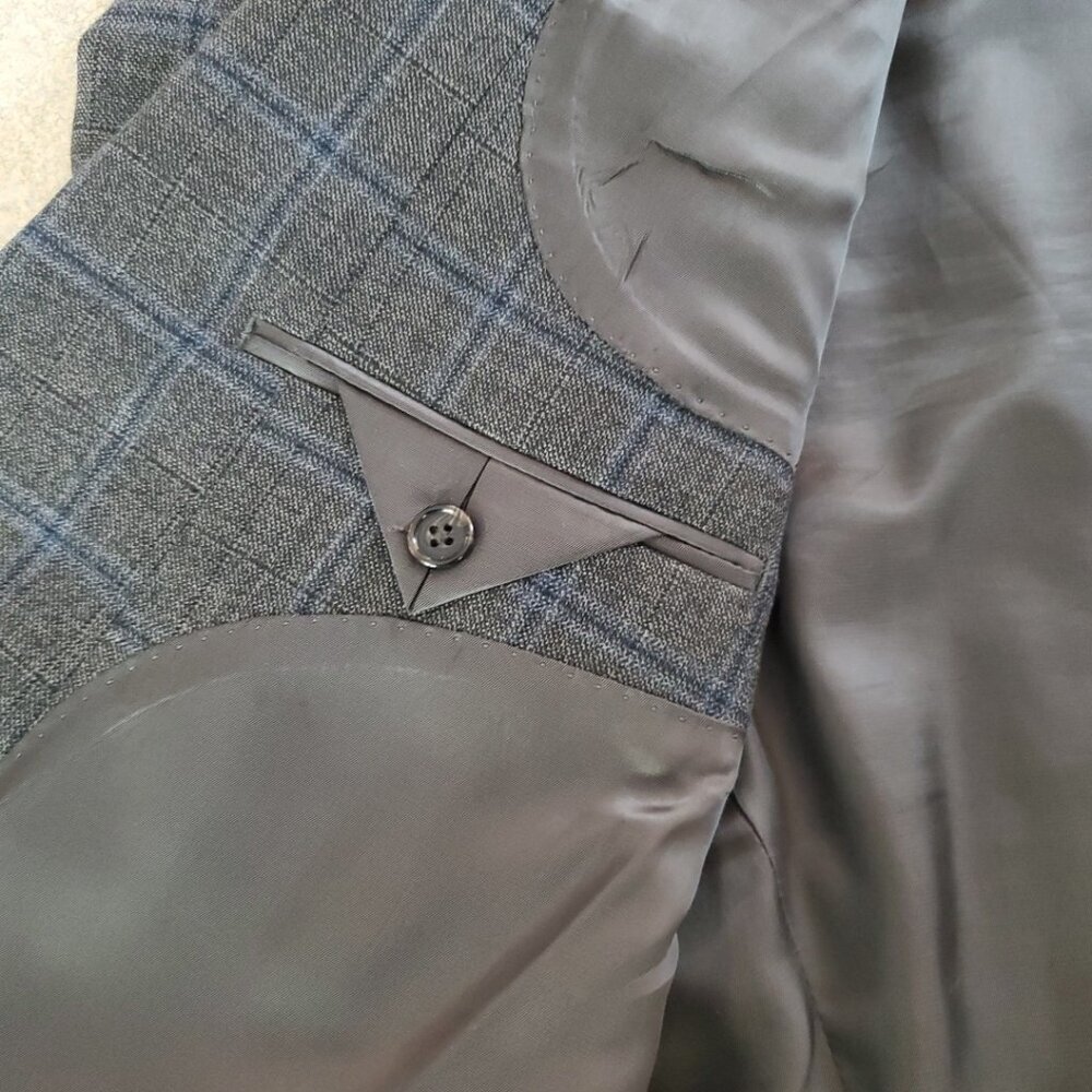 Ralph Ralph Lauren Suit Jacket Sport Coat Blazer 50L Blue Windowpane Wool - Picture 8 of 15